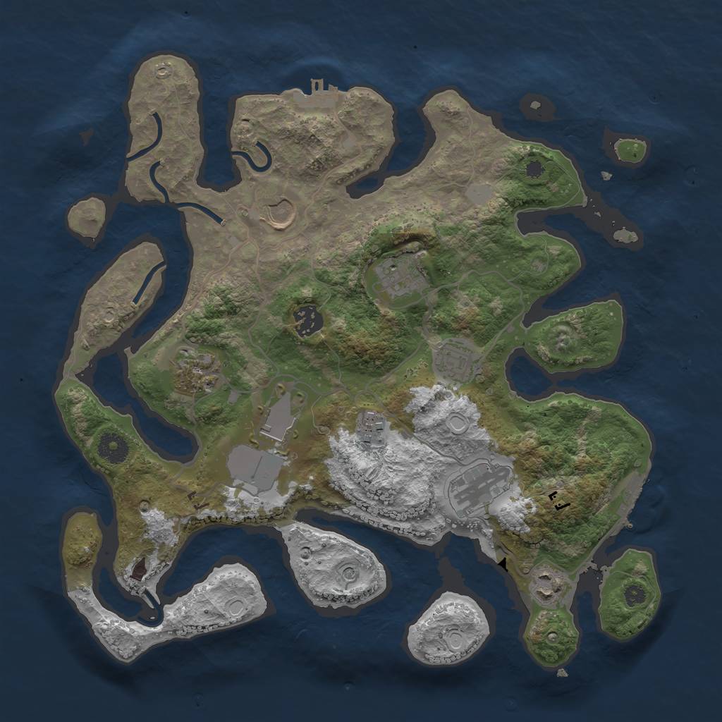 Rust Map: Procedural Map, Size: 3550, Seed: 446015, 17 Monuments