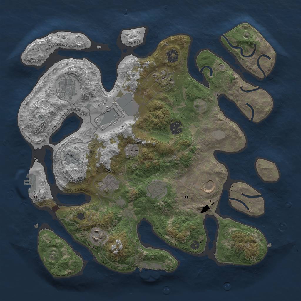 Rust Map: Procedural Map, Size: 3500, Seed: 8042, 16 Monuments