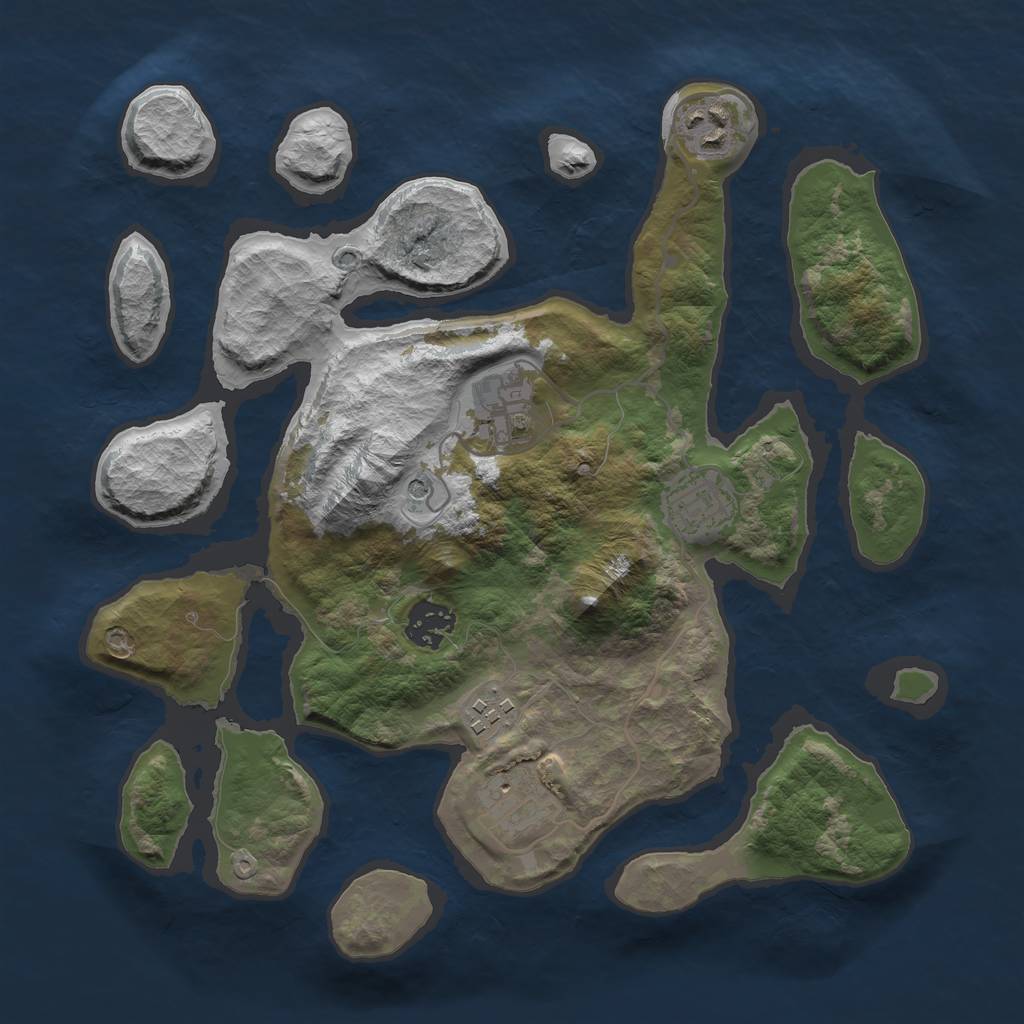 Rust Map: Barren, Size: 3200, Seed: 11448, 9 Monuments
