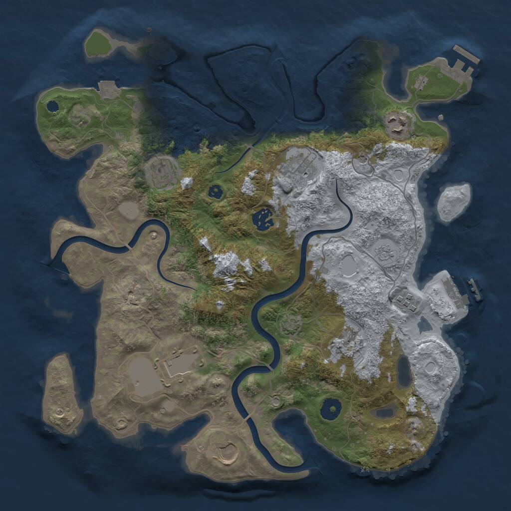 Rust Map: Procedural Map, Size: 3550, Seed: 497748, 14 Monuments
