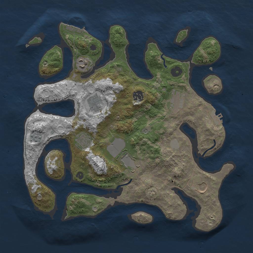 Rust Map: Procedural Map, Size: 3550, Seed: 357171, 16 Monuments