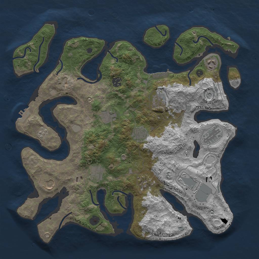 Rust Map: Procedural Map, Size: 3900, Seed: 14, 19 Monuments