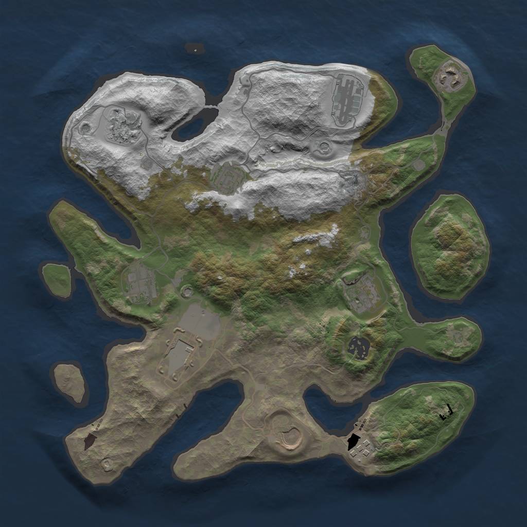 Rust Map: Barren, Size: 3500, Seed: 1841407141, 13 Monuments