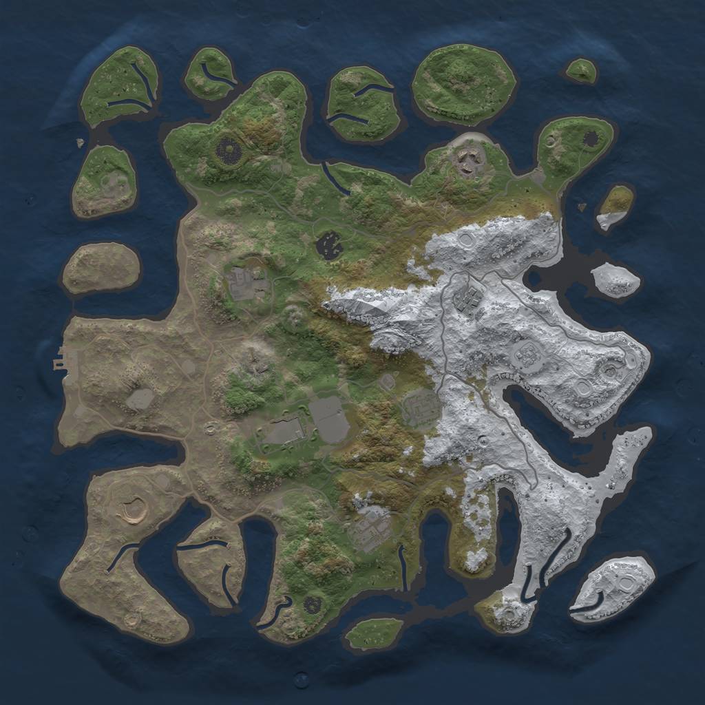 Rust Map: Procedural Map, Size: 4000, Seed: 575810, 16 Monuments
