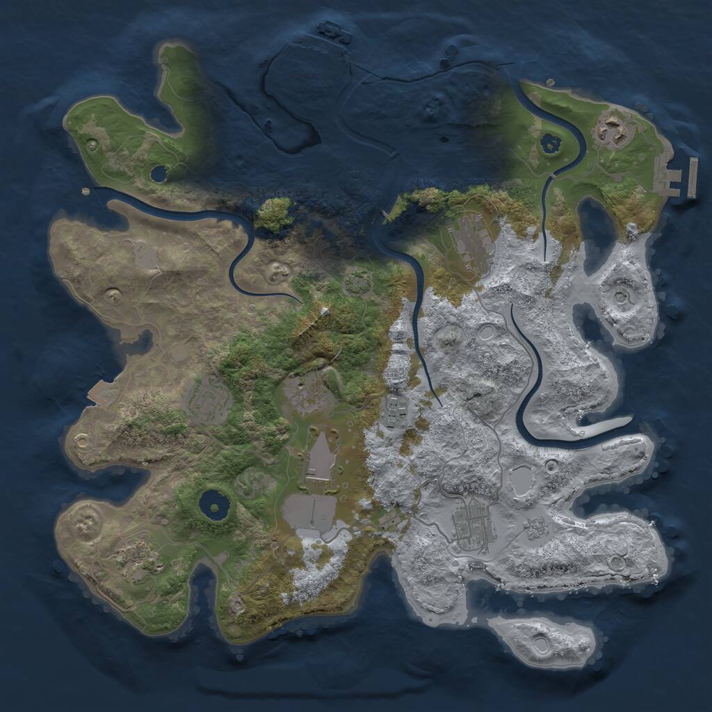 Rust Map: Procedural Map, Size: 3550, Seed: 999572, 14 Monuments