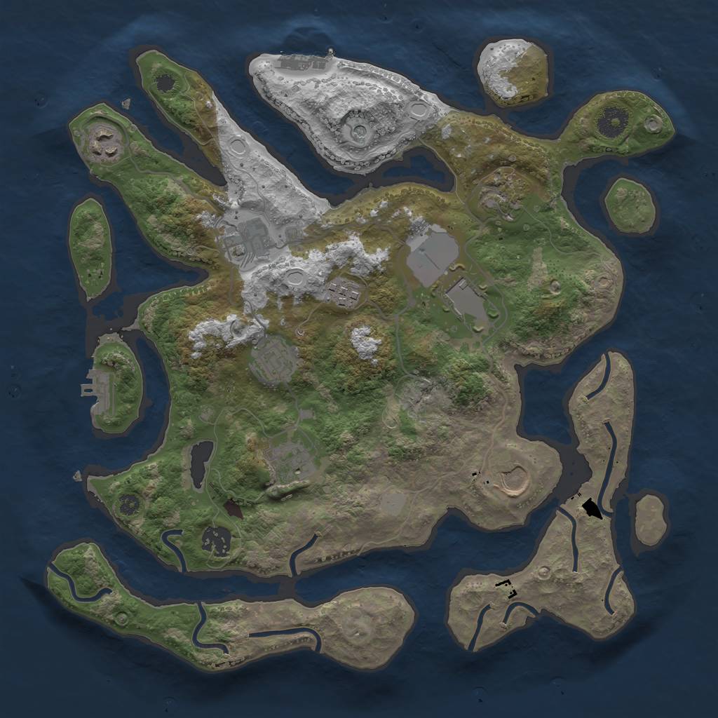 Rust Map: Procedural Map, Size: 3500, Seed: 1078074, 17 Monuments