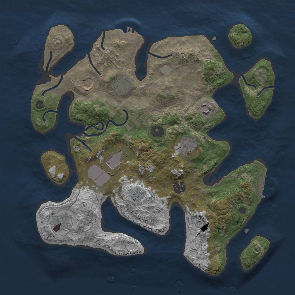Rust Map: Procedural Map, Size: 3500, Seed: 6168810, 16 Monuments