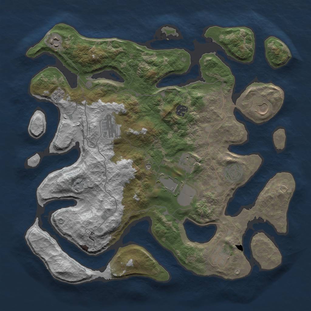 Rust Map: Barren, Size: 4000, Seed: 291221, 12 Monuments