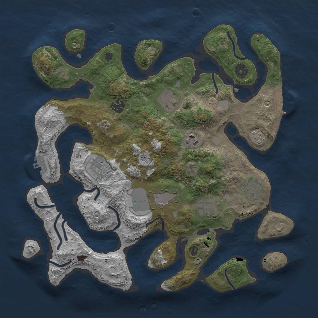 Rust Map: Procedural Map, Size: 3550, Seed: 146337, 16 Monuments