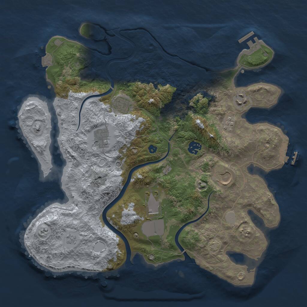Rust Map: Procedural Map, Size: 3550, Seed: 425168, 13 Monuments