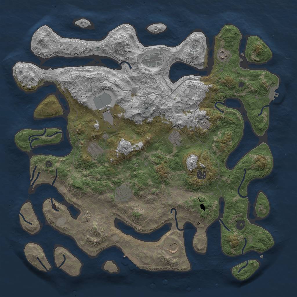 Rust Map: Procedural Map, Size: 4500, Seed: 843619, 17 Monuments