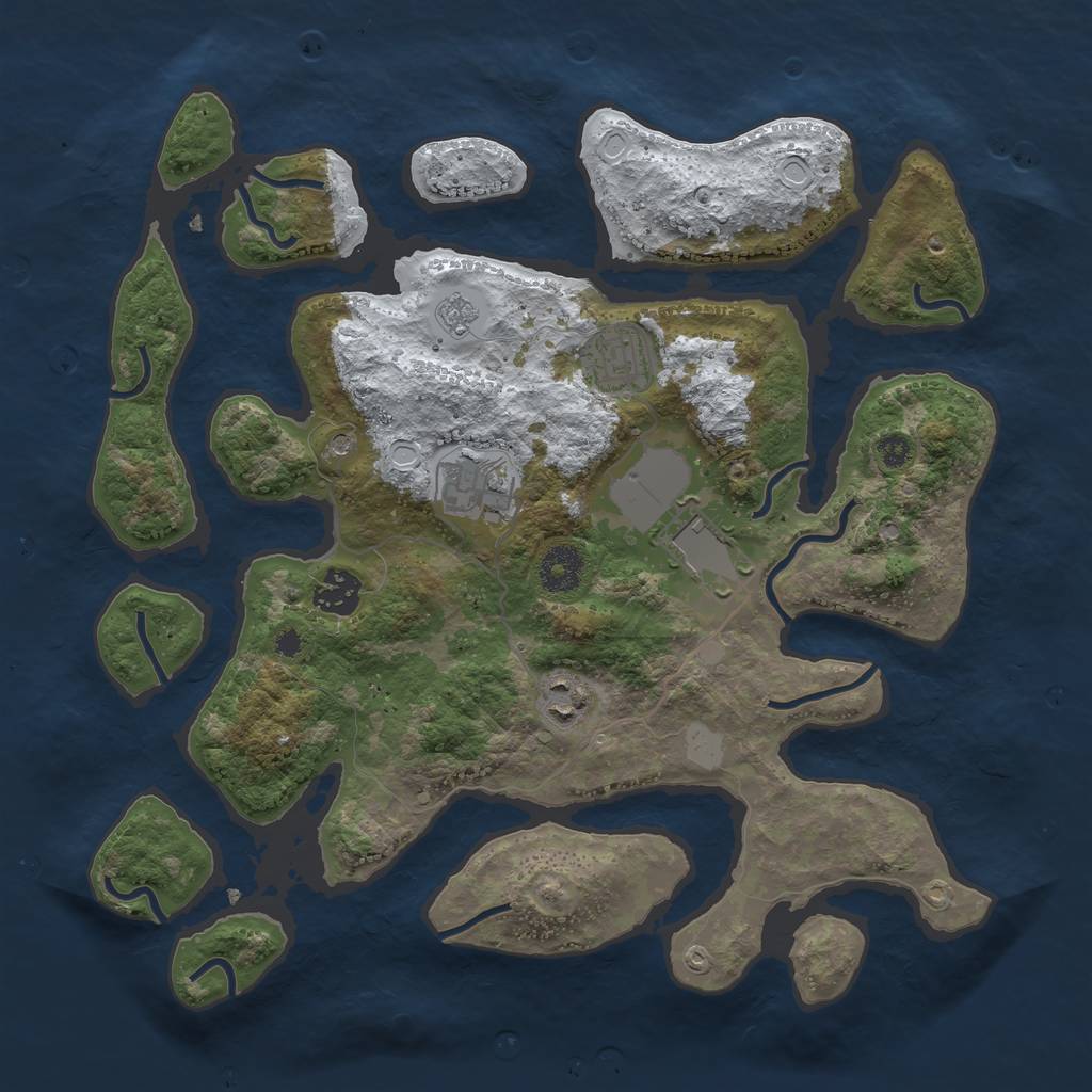 Rust Map: Procedural Map, Size: 3500, Seed: 2528228, 12 Monuments
