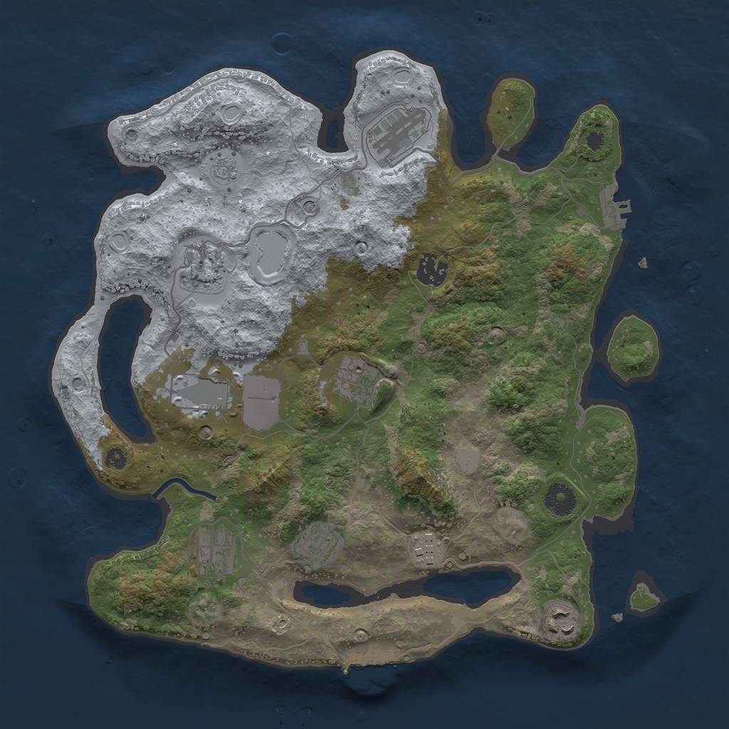 Rust Map: Procedural Map, Size: 3500, Seed: 5937785, 18 Monuments