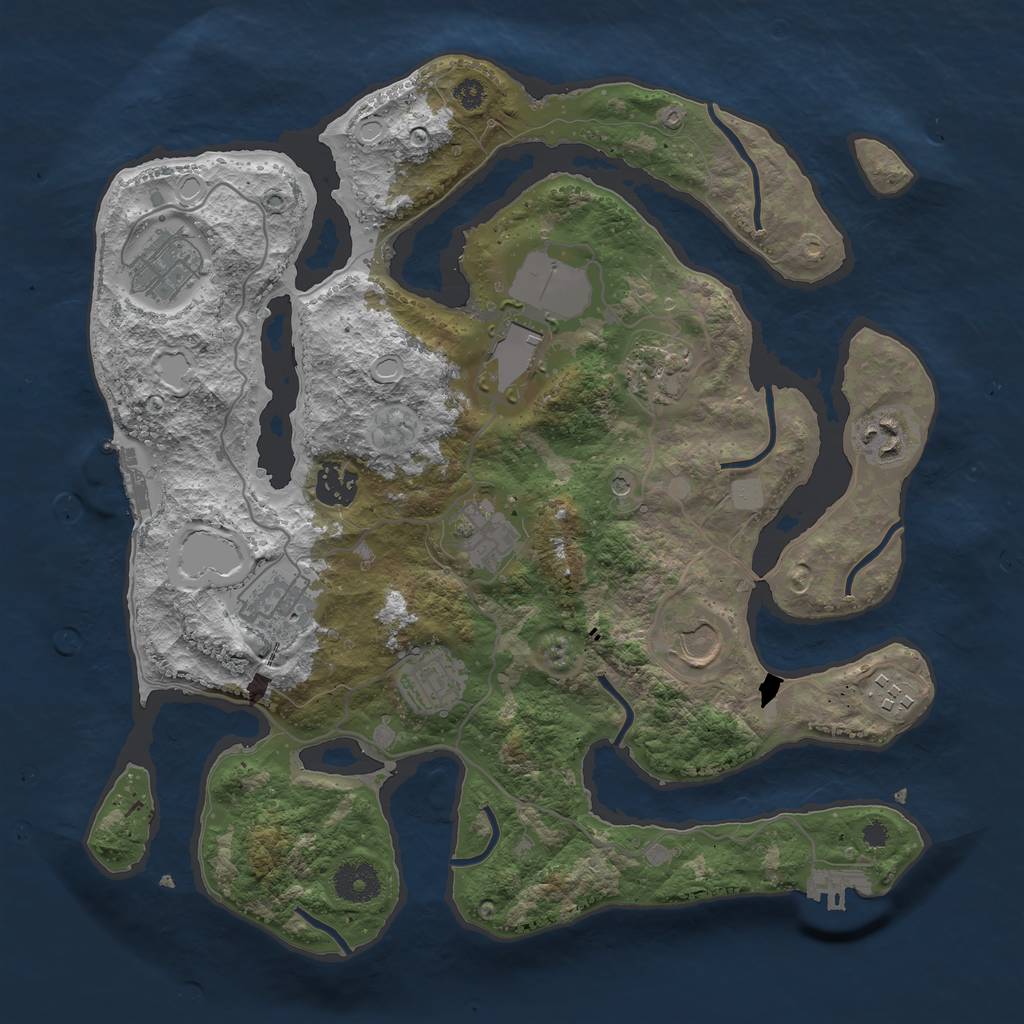 Rust Map: Procedural Map, Size: 3500, Seed: 691280, 18 Monuments