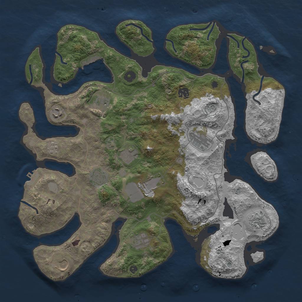 Rust Map: Procedural Map, Size: 4000, Seed: 258748, 19 Monuments