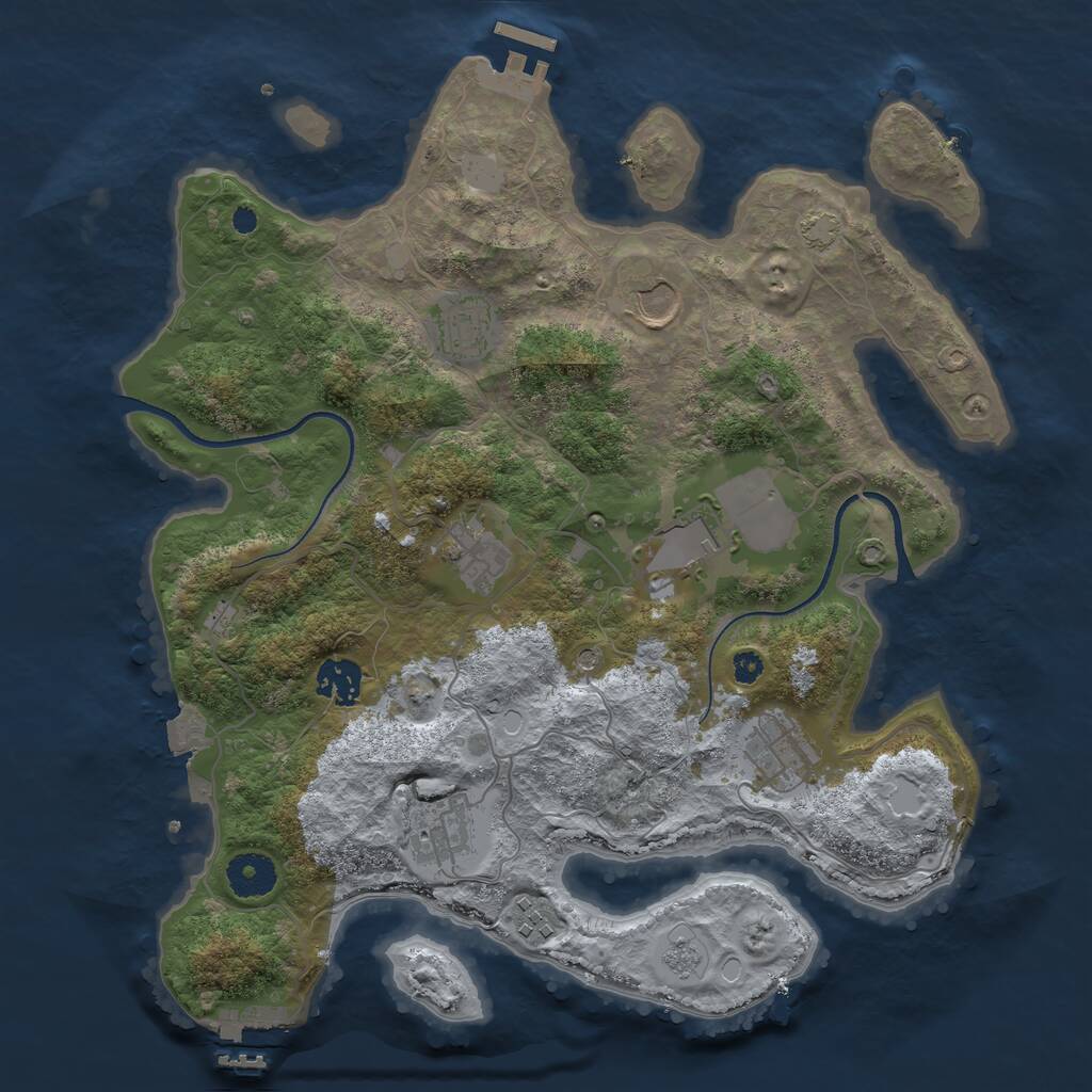 Rust Map: Procedural Map, Size: 3500, Seed: 6221173, 14 Monuments