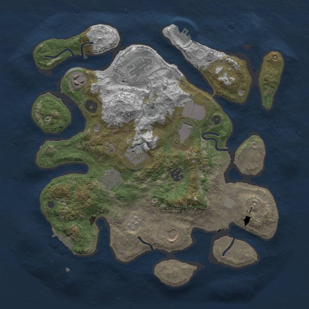 Rust Map: Procedural Map, Size: 3600, Seed: 62, 16 Monuments