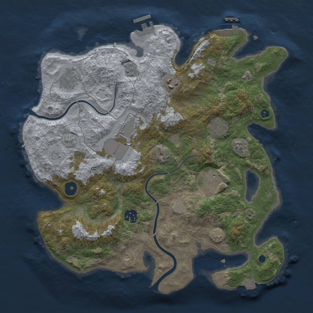 Rust Map: Procedural Map, Size: 3550, Seed: 400025, 13 Monuments