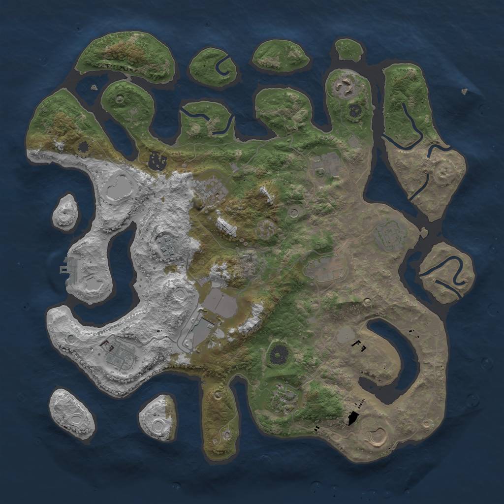 Rust Map: Procedural Map, Size: 3950, Seed: 509873361, 18 Monuments