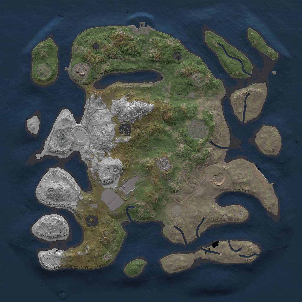 Rust Map: Procedural Map, Size: 3550, Seed: 400156, 14 Monuments
