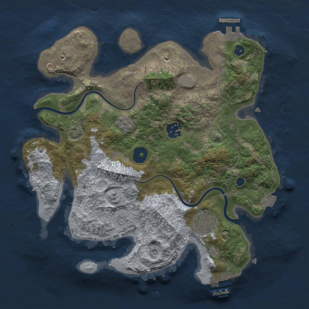Rust Map: Procedural Map, Size: 3000, Seed: 955447, 9 Monuments