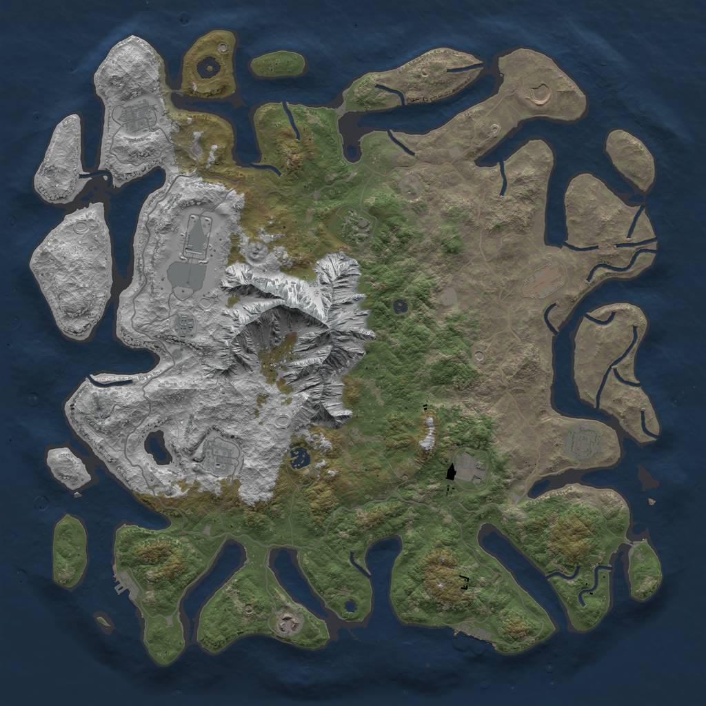 Rust Map: Procedural Map, Size: 5000, Seed: 345, 19 Monuments
