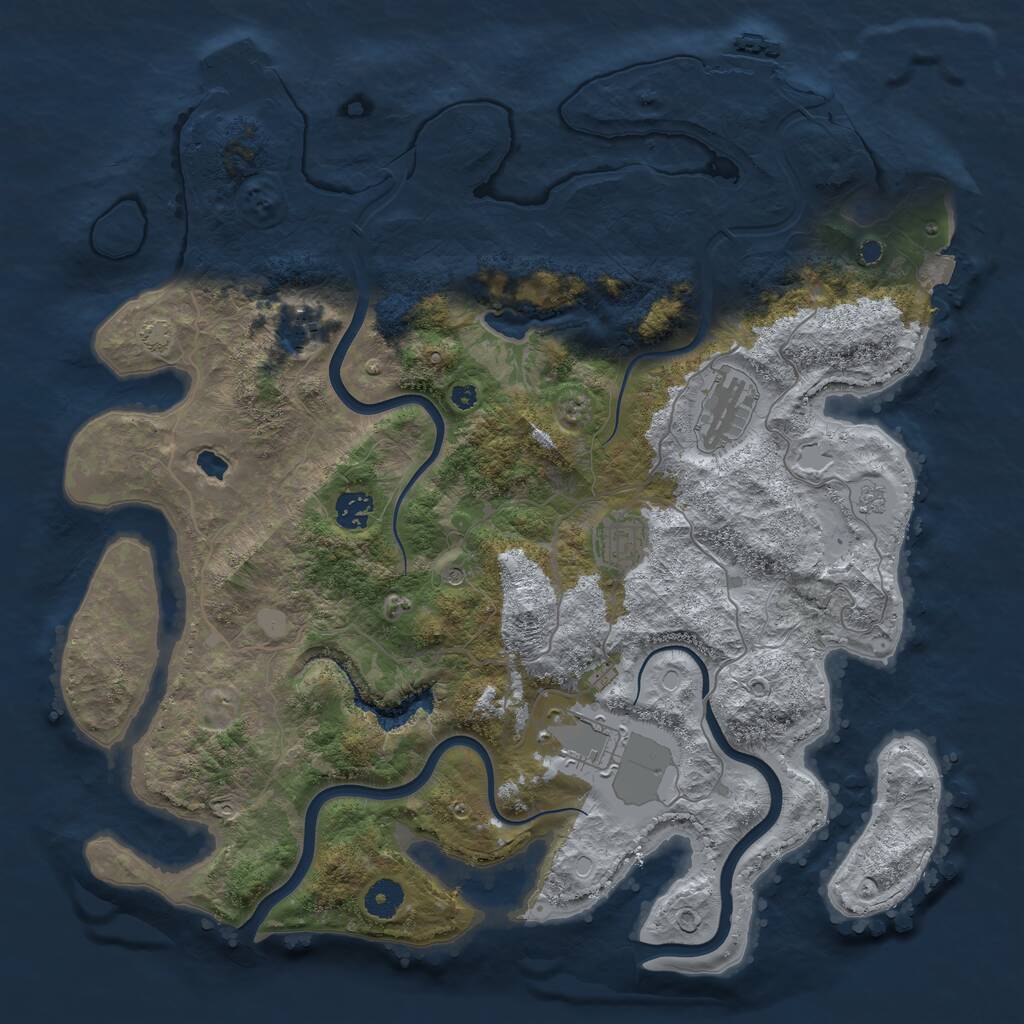 Rust Map: Procedural Map, Size: 4000, Seed: 9606155, 11 Monuments