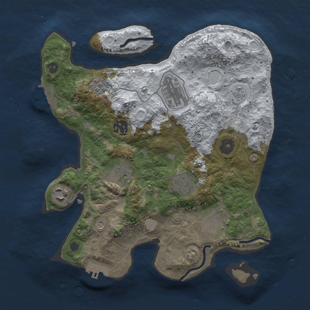 Rust Map: Procedural Map, Size: 3000, Seed: 843154, 16 Monuments