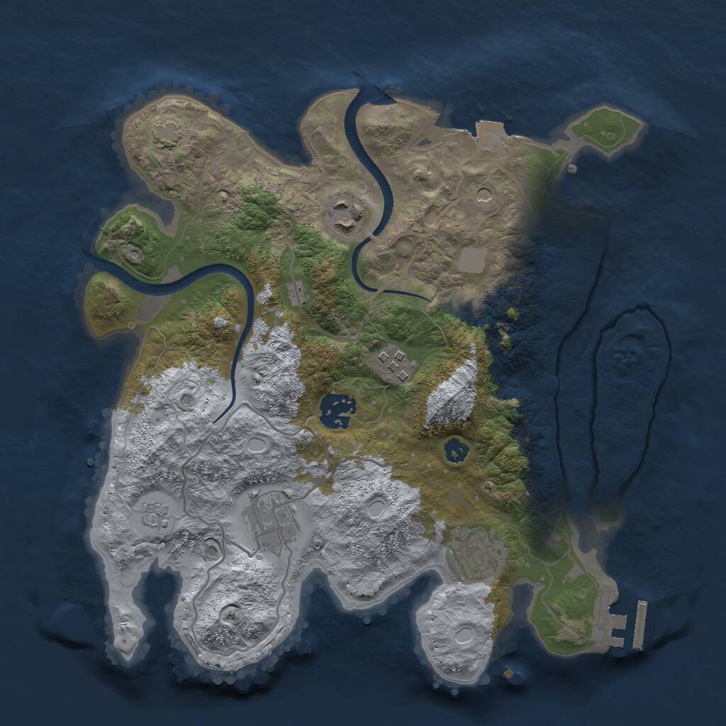 Rust Map: Procedural Map, Size: 3000, Seed: 158175, 10 Monuments