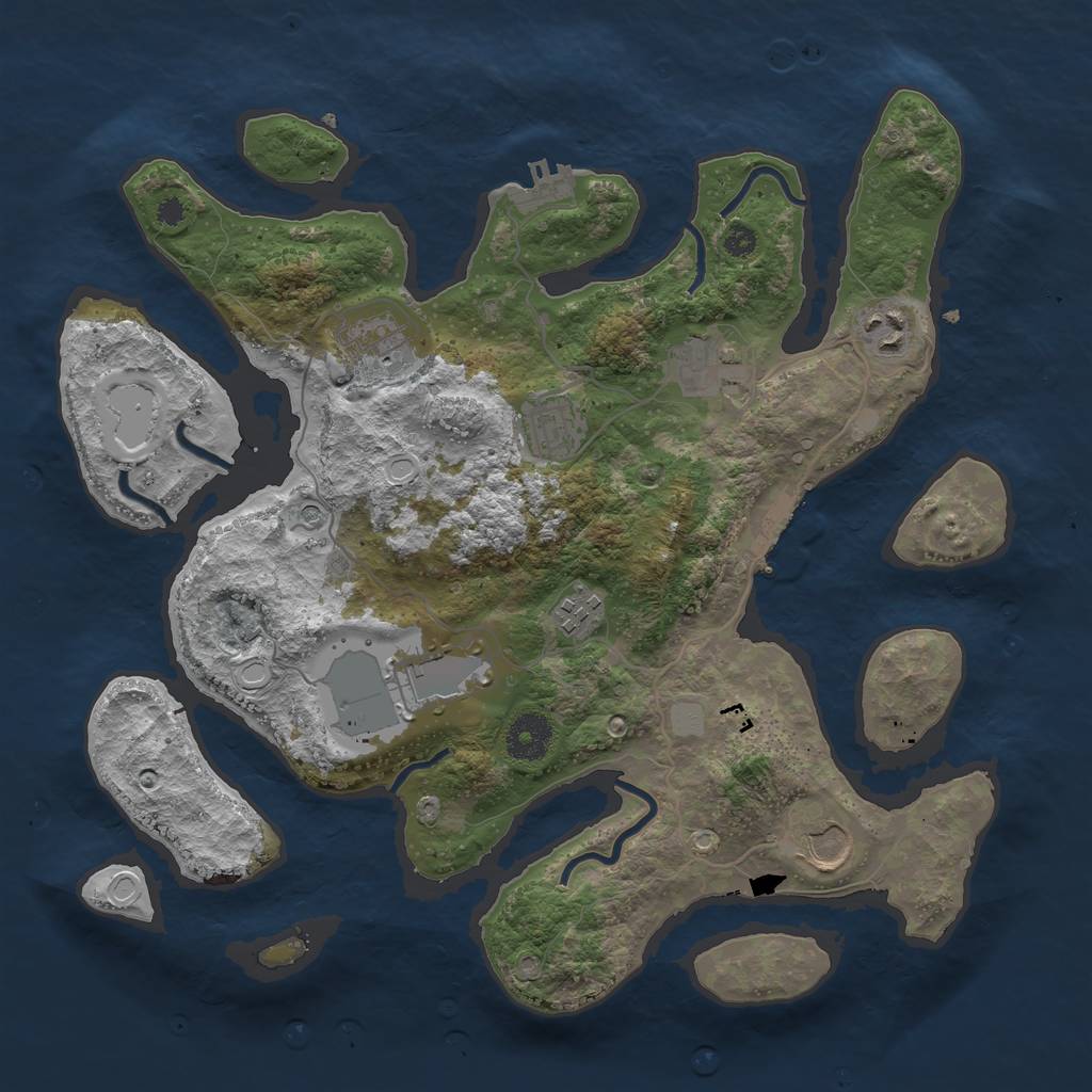 Rust Map: Procedural Map, Size: 3500, Seed: 1465245998, 15 Monuments