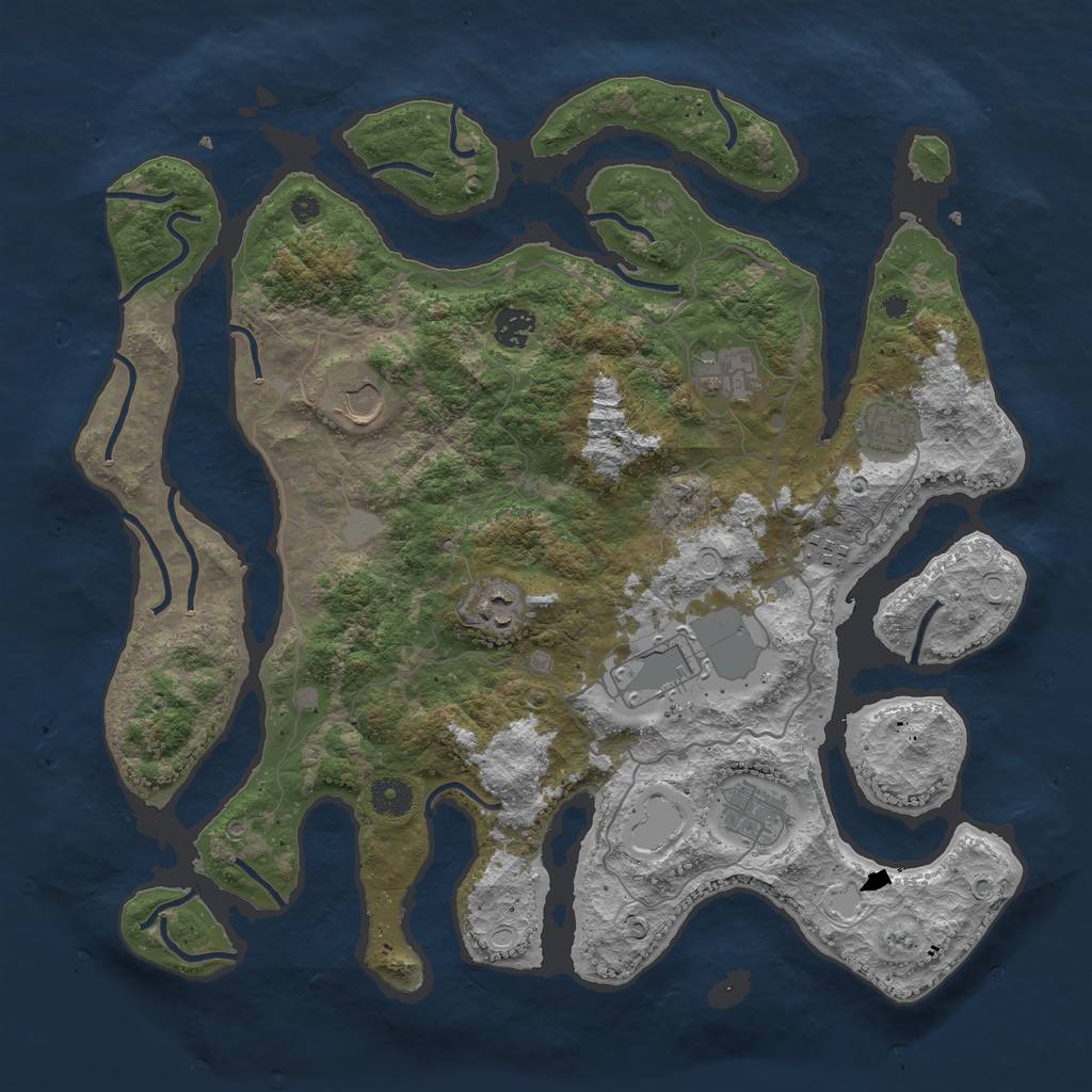 Rust Map: Procedural Map, Size: 4000, Seed: 496894, 13 Monuments