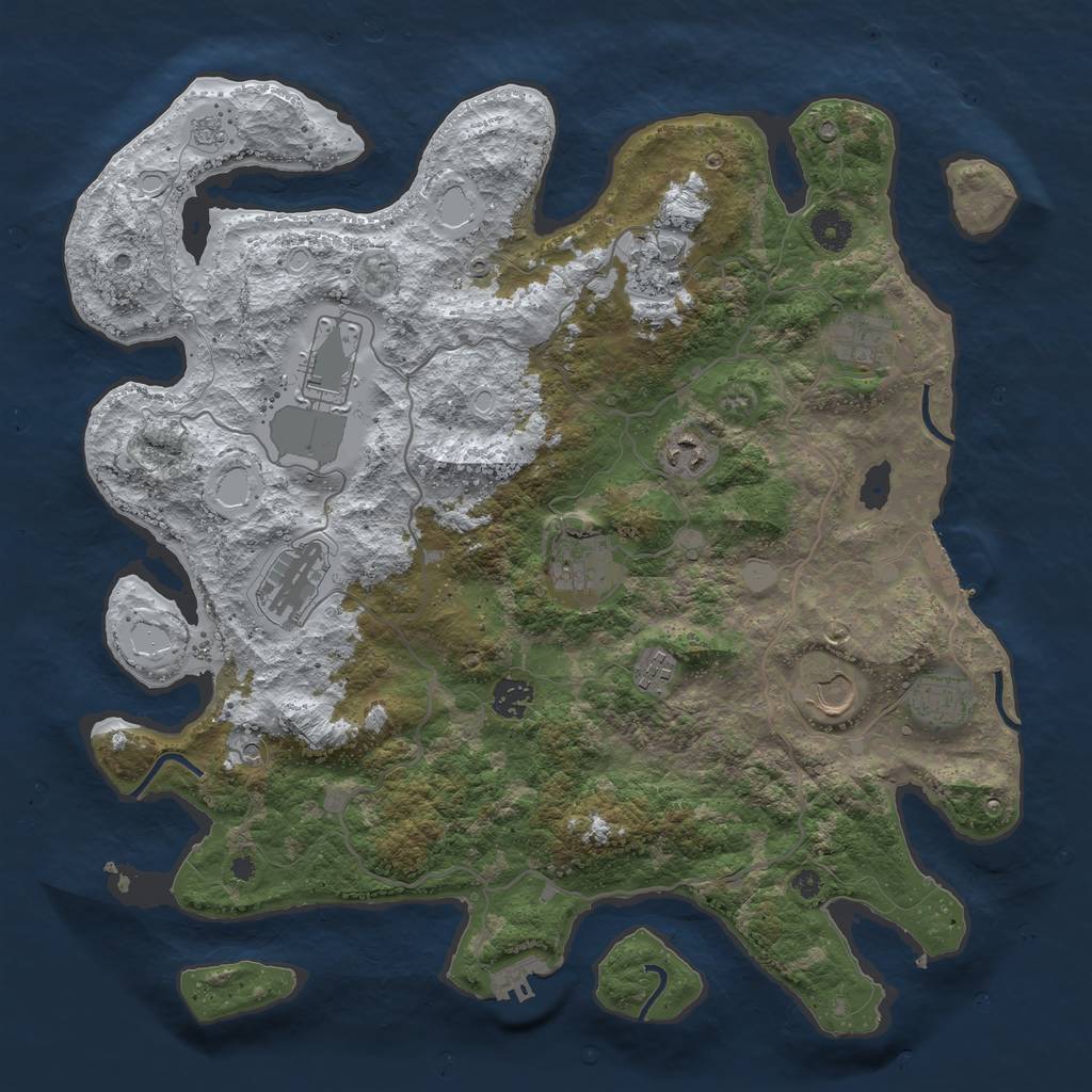 Rust Map: Procedural Map, Size: 4000, Seed: 310107, 19 Monuments