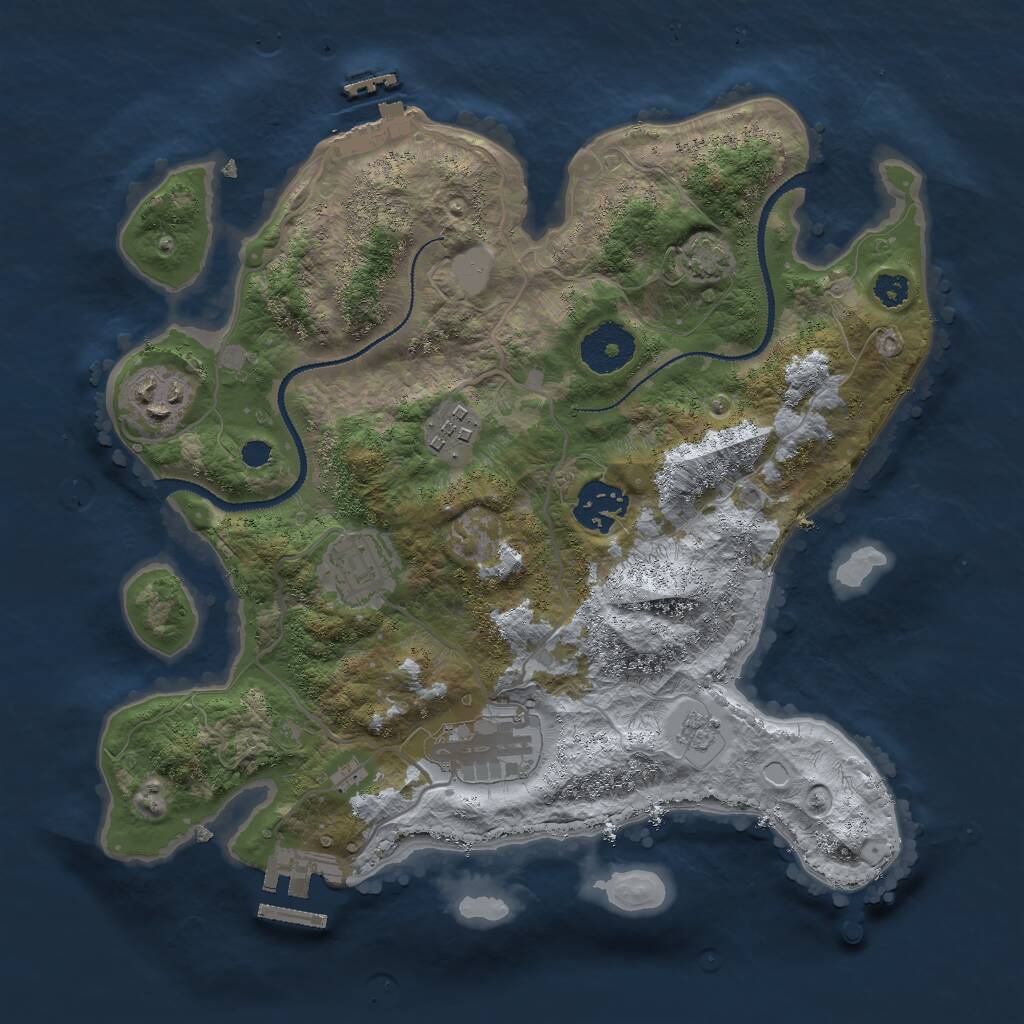 Rust Map: Procedural Map, Size: 3000, Seed: 864975, 10 Monuments