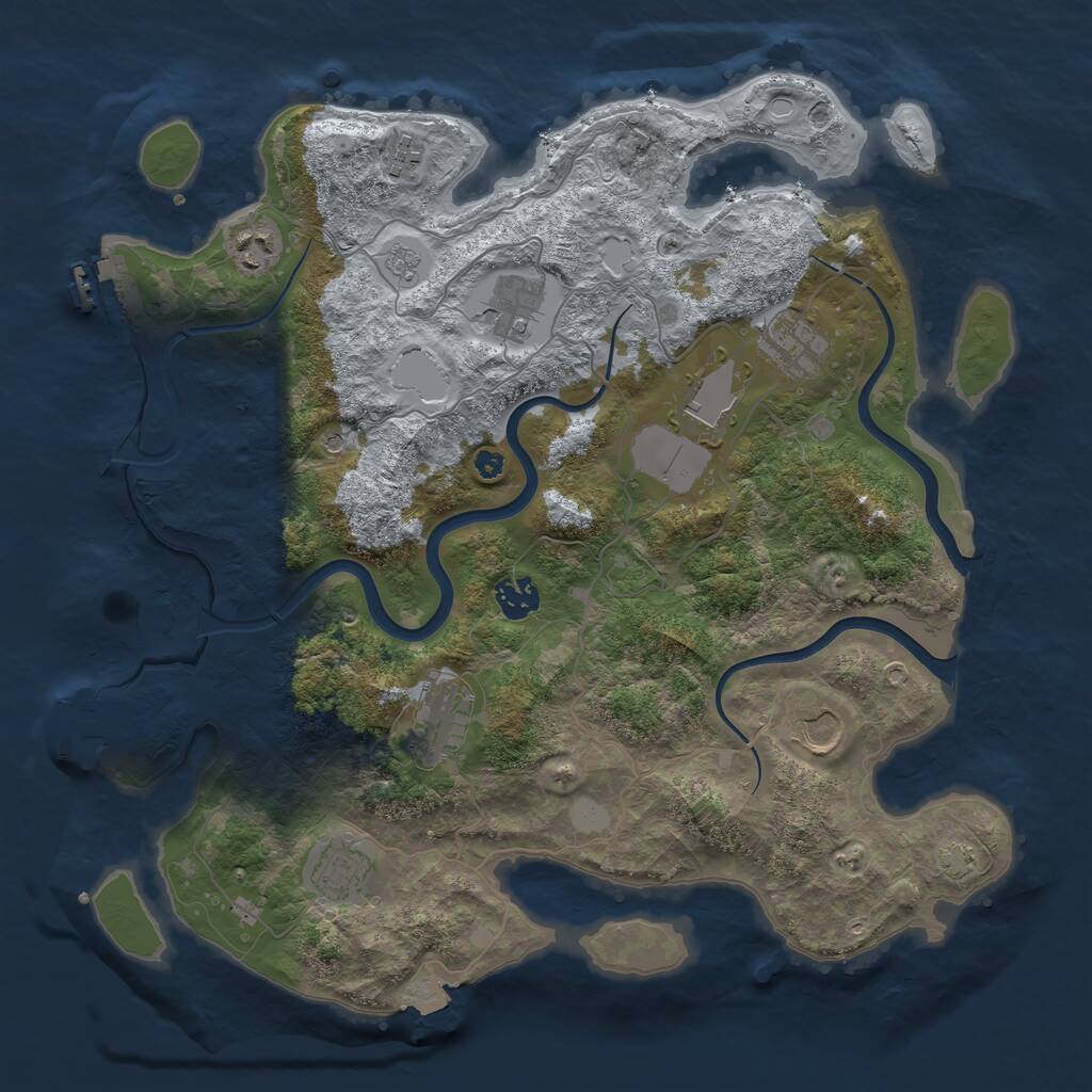 Rust Map: Procedural Map, Size: 3800, Seed: 5, 15 Monuments