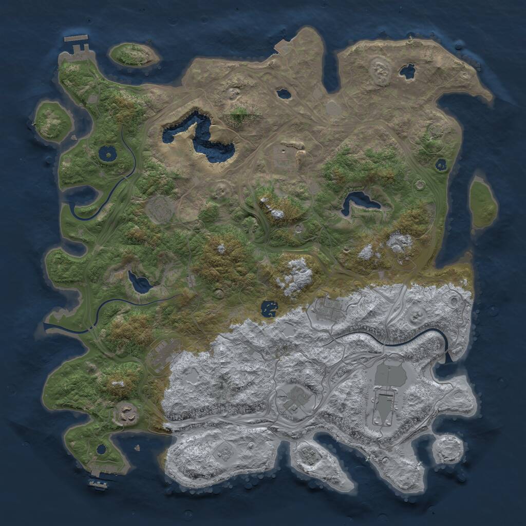 Rust Map: Procedural Map, Size: 4500, Seed: 1832490972, 16 Monuments
