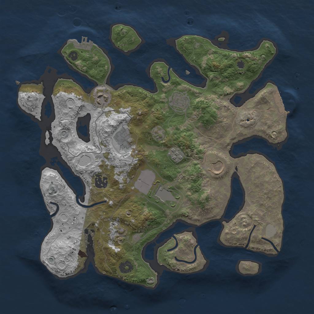 Rust Map: Procedural Map, Size: 3500, Seed: 23456, 16 Monuments