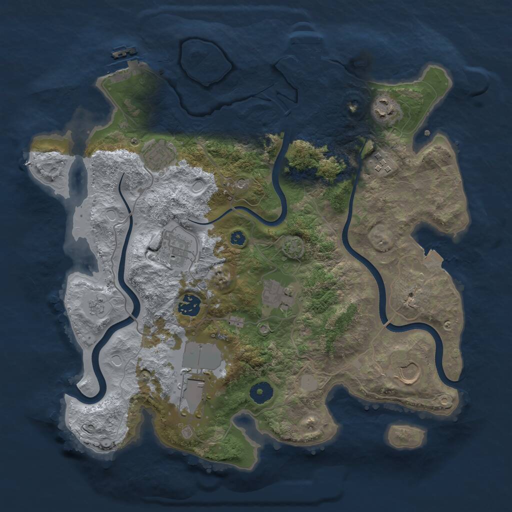 Rust Map: Procedural Map, Size: 3500, Seed: 23456, 14 Monuments