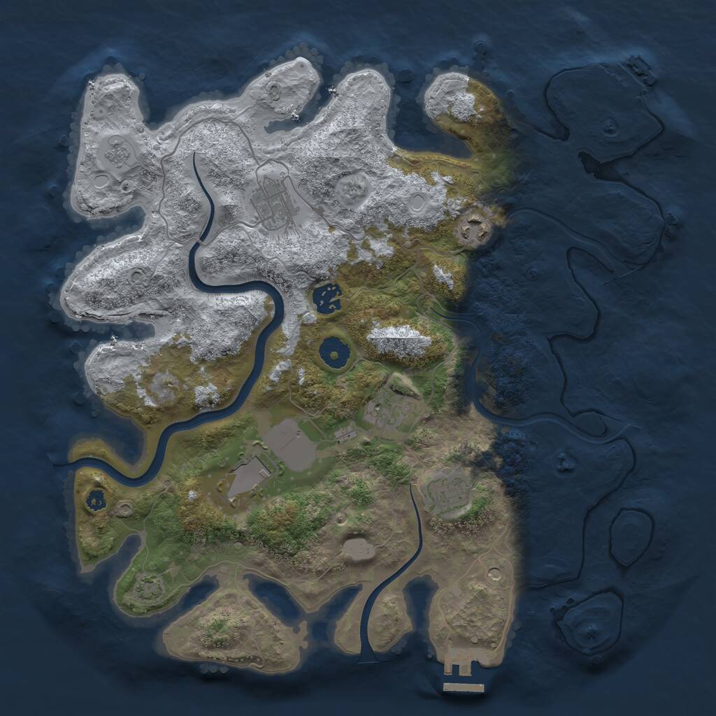 Rust Map: Procedural Map, Size: 3550, Seed: 567058, 12 Monuments