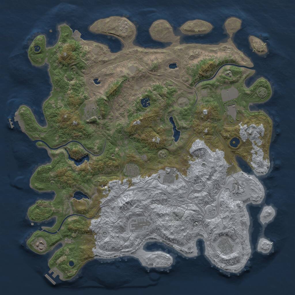 Rust Map: Procedural Map, Size: 4500, Seed: 58462452, 16 Monuments