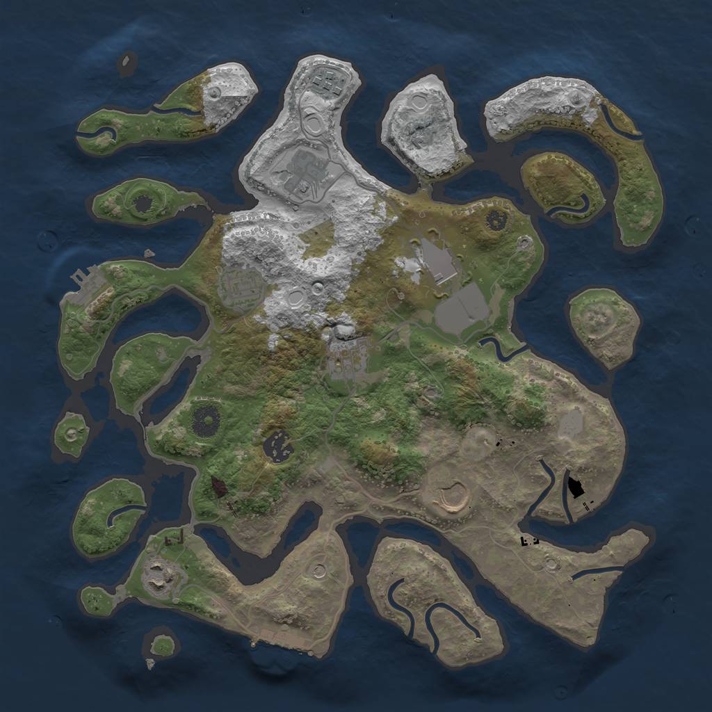 Rust Map: Procedural Map, Size: 3500, Seed: 2061280146, 16 Monuments