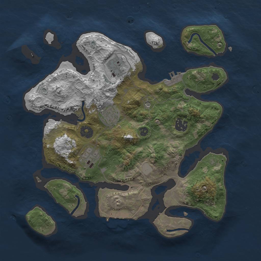 Rust Map: Procedural Map, Size: 3000, Seed: 904611, 12 Monuments