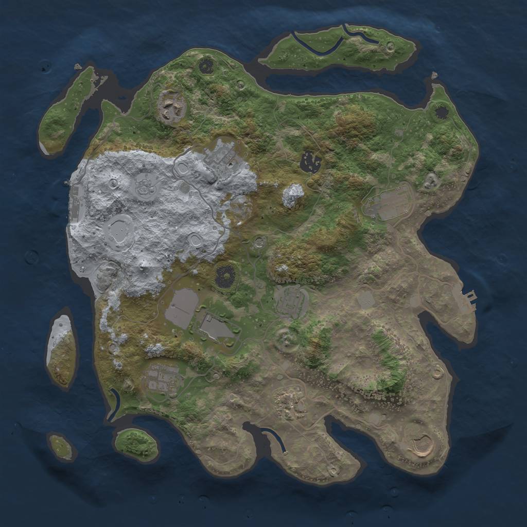 Rust Map: Procedural Map, Size: 3600, Seed: 2, 16 Monuments