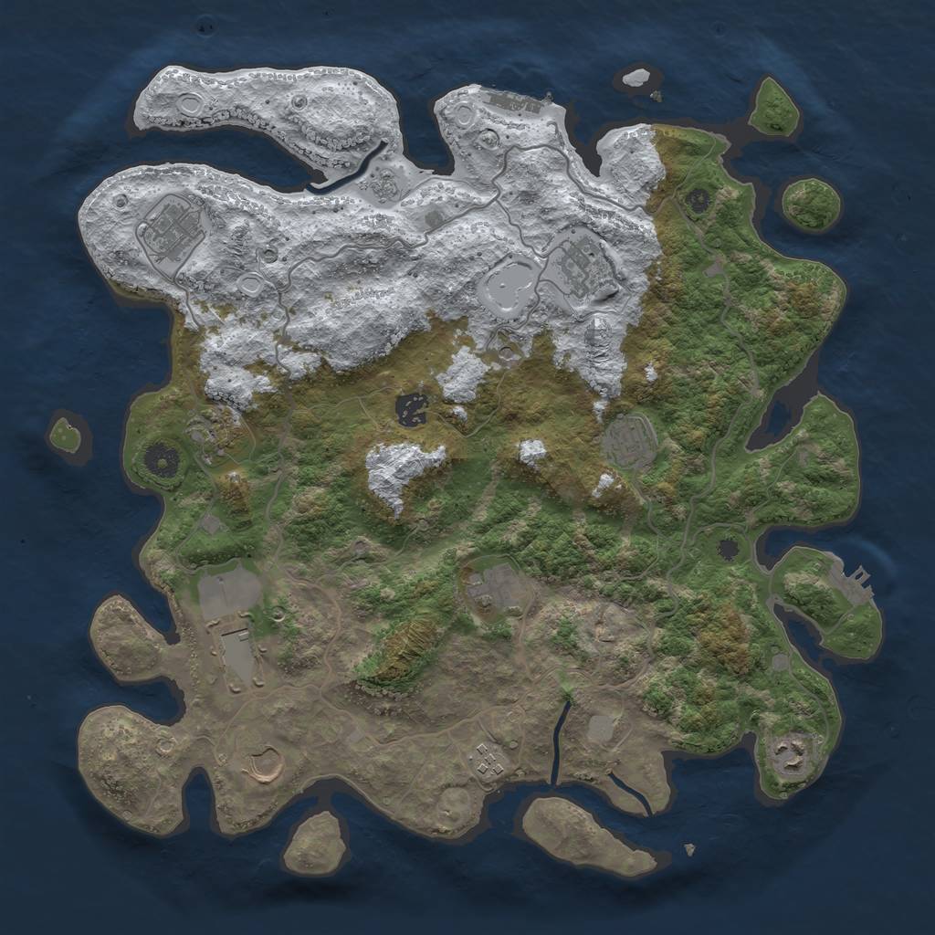Rust Map: Procedural Map, Size: 4000, Seed: 446527, 19 Monuments