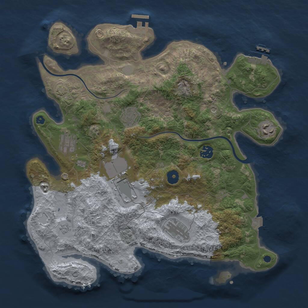 Rust Map: Procedural Map, Size: 3550, Seed: 690237, 13 Monuments
