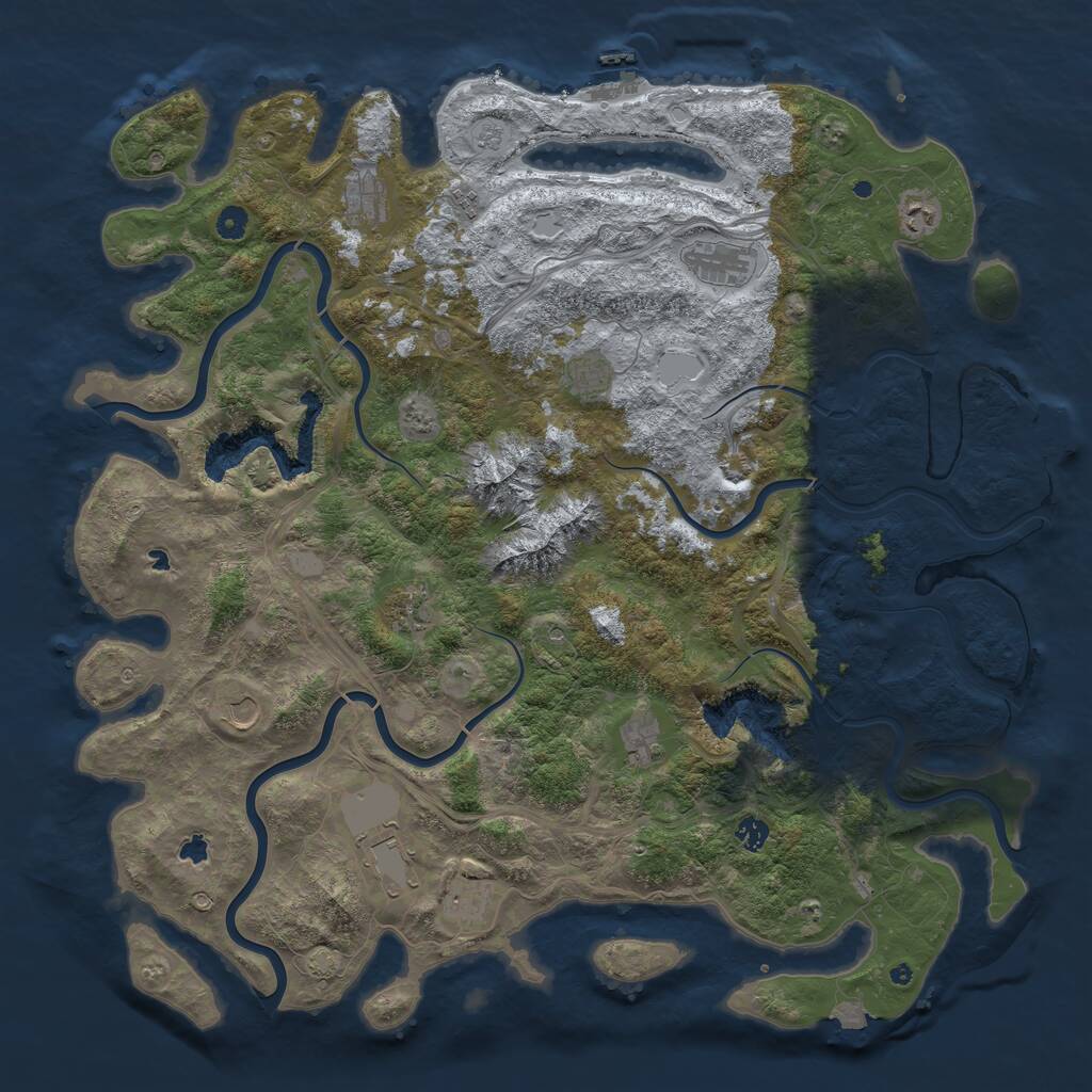 Rust Map: Procedural Map, Size: 5000, Seed: 332331, 17 Monuments