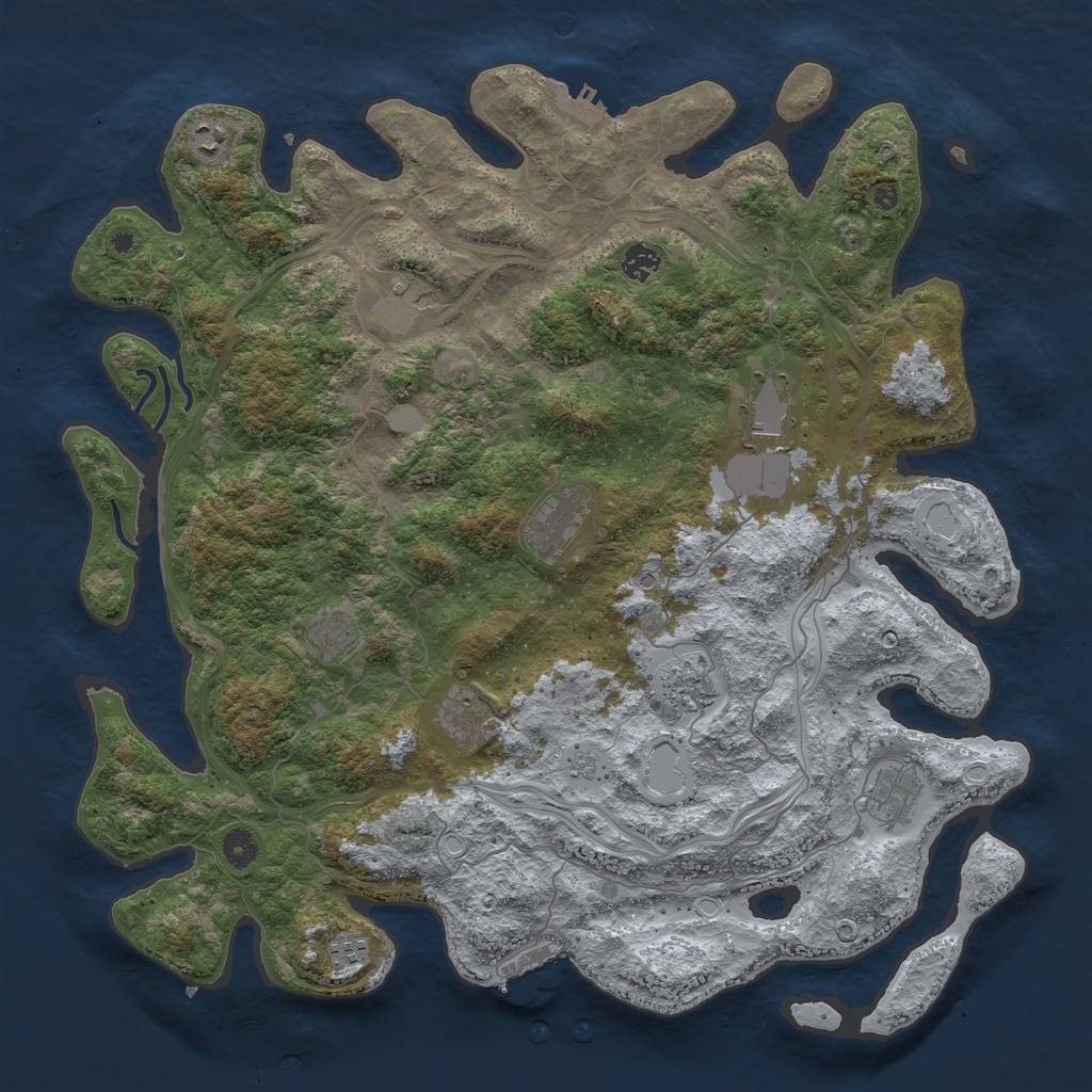 Rust Map: Procedural Map, Size: 4500, Seed: 2075981665, 17 Monuments