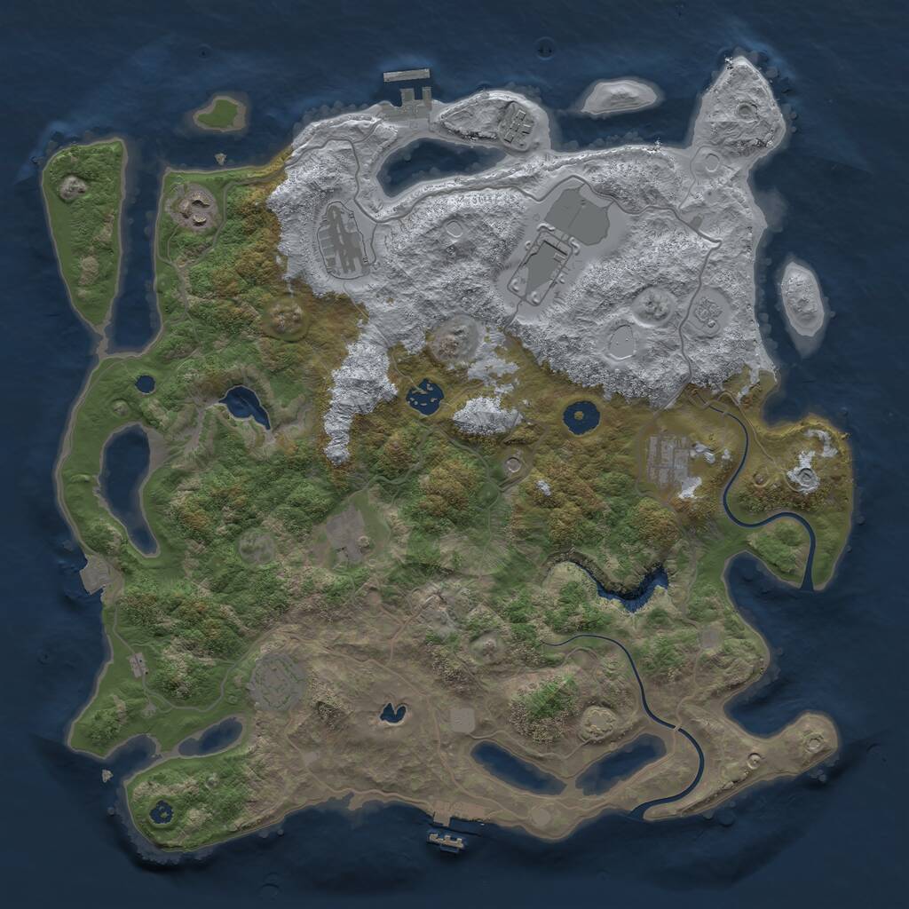 Rust Map: Procedural Map, Size: 4000, Seed: 888179777, 14 Monuments