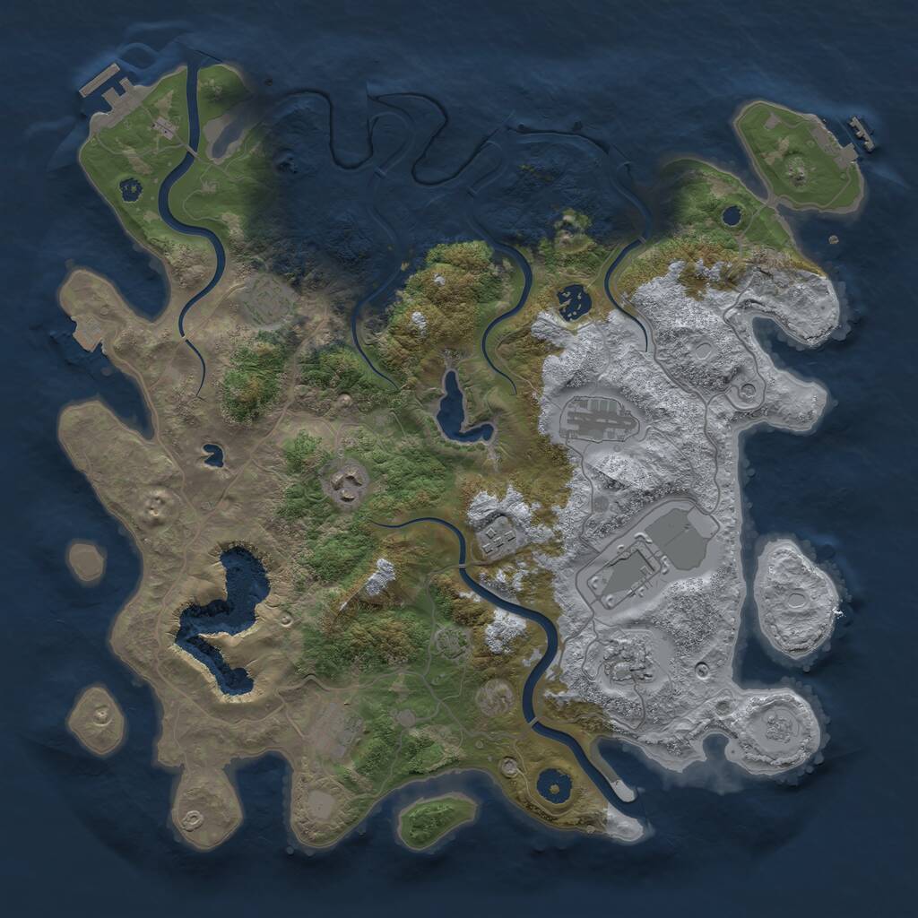 Rust Map: Procedural Map, Size: 4000, Seed: 33956, 14 Monuments
