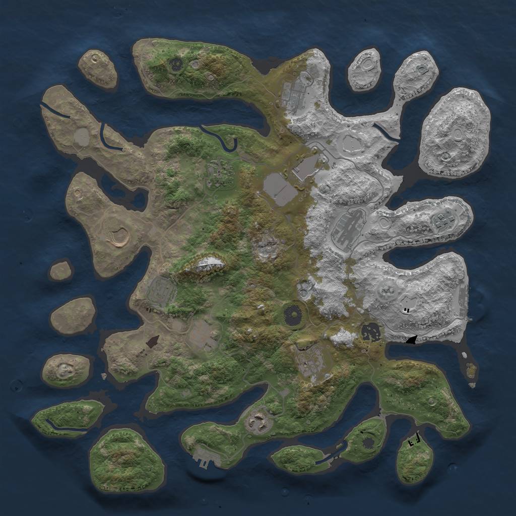 Rust Map: Procedural Map, Size: 3950, Seed: 1414265191, 19 Monuments