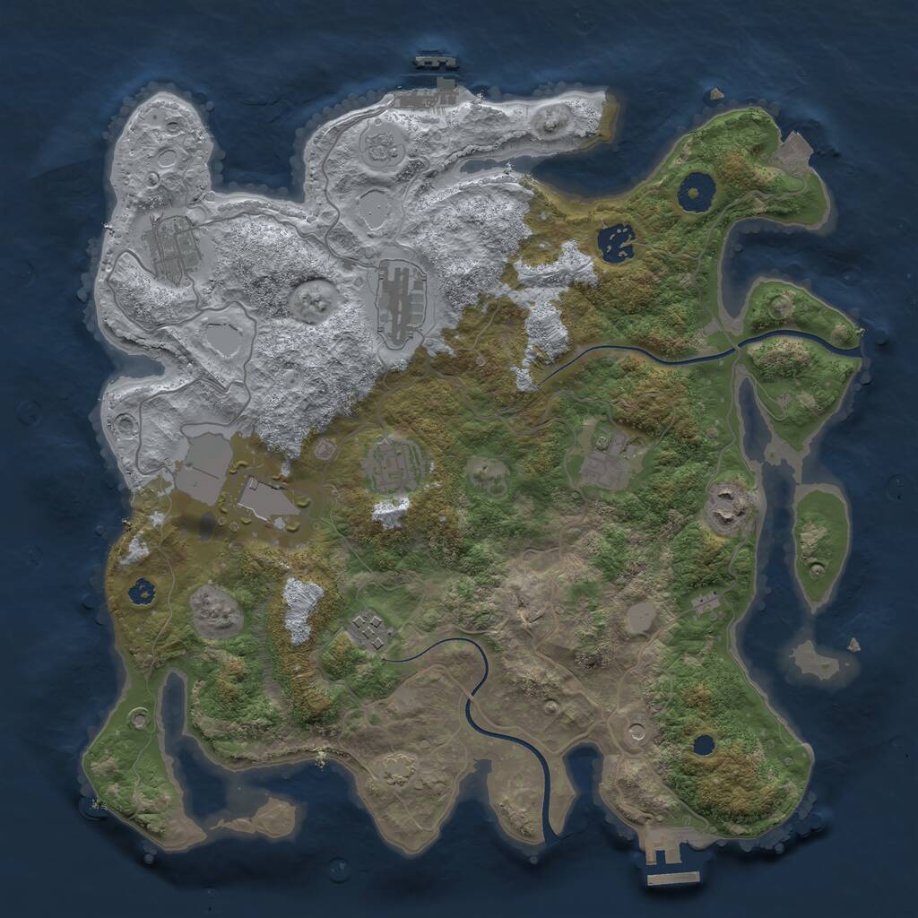 Rust Map: Procedural Map, Size: 3550, Seed: 877859, 14 Monuments
